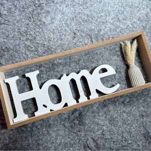 2 HOME decor signs- 1 White, 1 Mustard Yellow